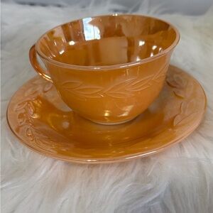 Vintage Fire King Orange Mug and Saucer Set